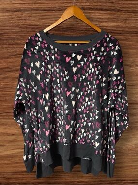 Secret Treasures Dark Gray & Heart Print Super Soft Long Sleeve Top